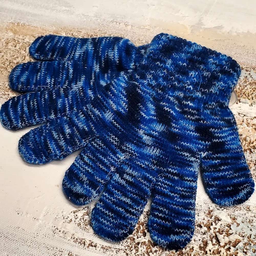 Blue Knitted Toddler Soft Gloves